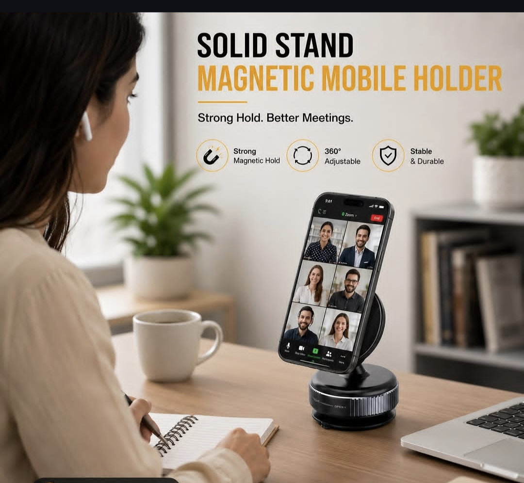 Strong Magnetic Foldable Mobile Holder – 360° Adjustable Aur Compact Design