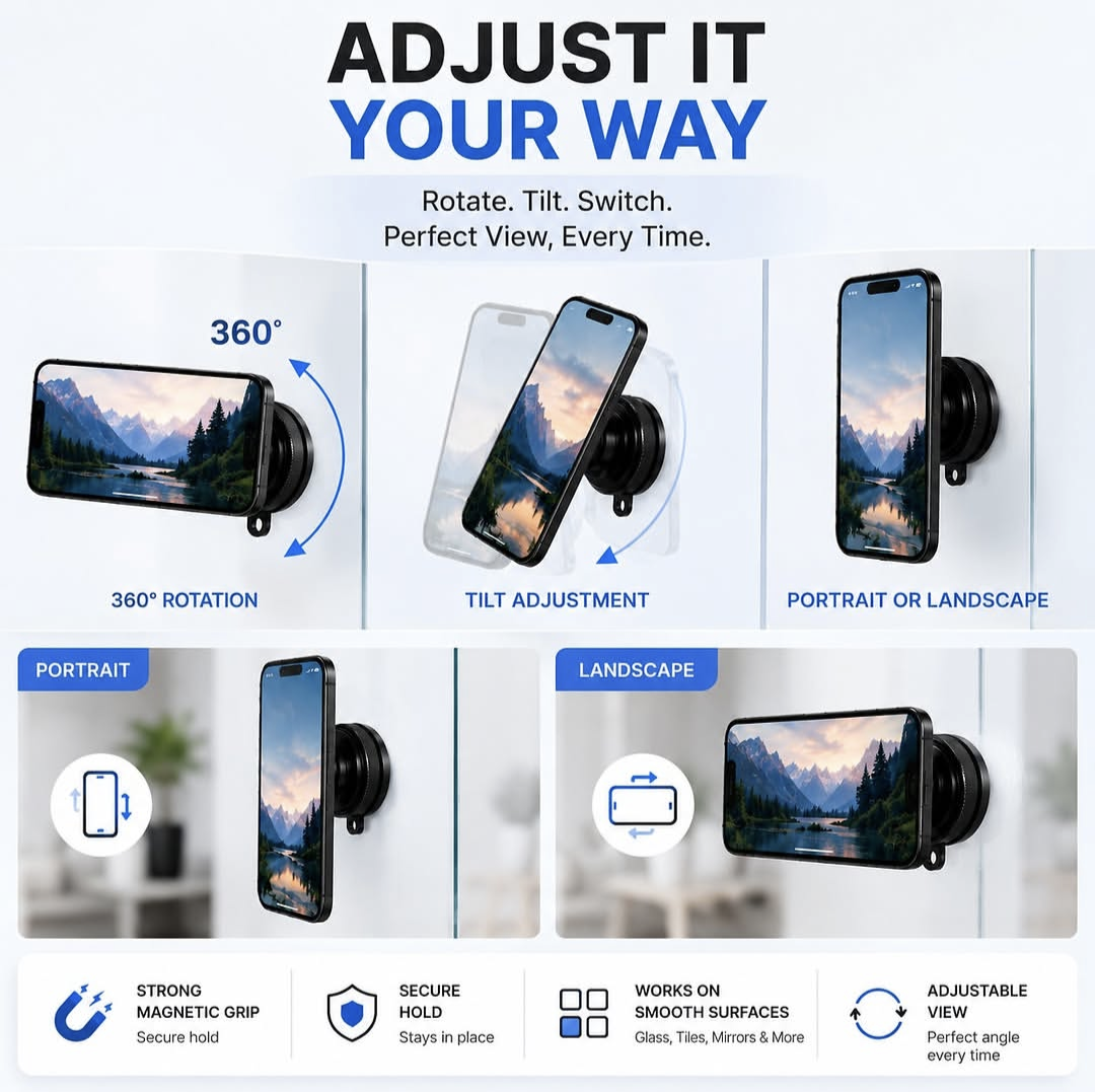 Strong Magnetic Foldable Mobile Holder – 360° Adjustable Aur Compact Design