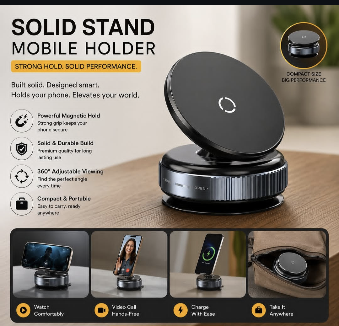 Strong Magnetic Foldable Mobile Holder – 360° Adjustable Aur Compact Design