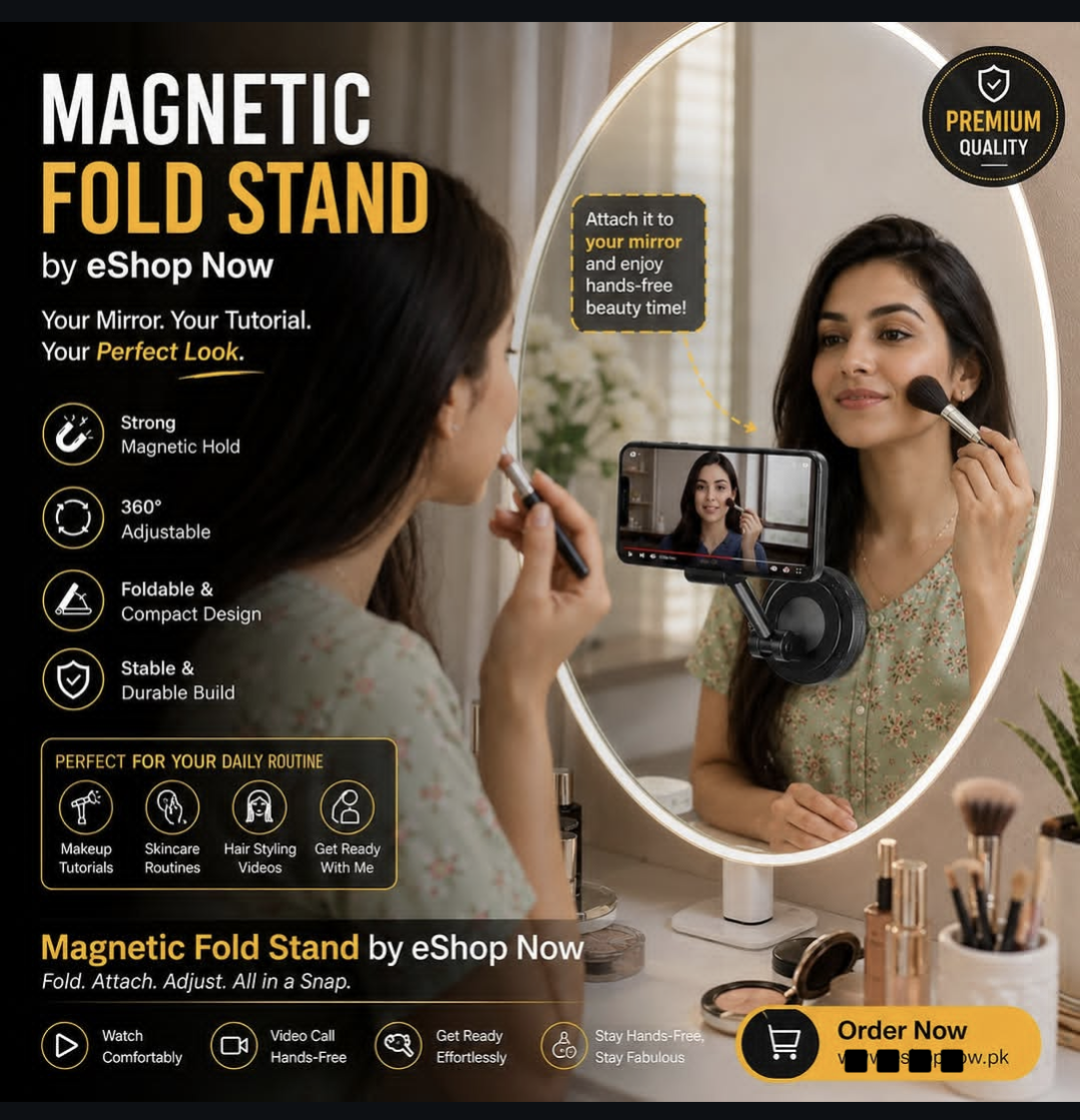 Strong Magnetic Foldable Mobile Holder – 360° Adjustable Aur Compact Design