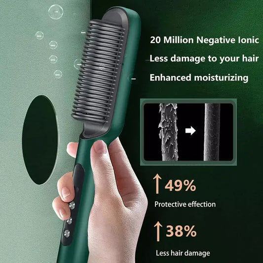High Quality 2 in 1 Hair Straightener Brush & Curling Comb | Electric Heated Hair Straightening Brush | Anti-Scald Hot Comb