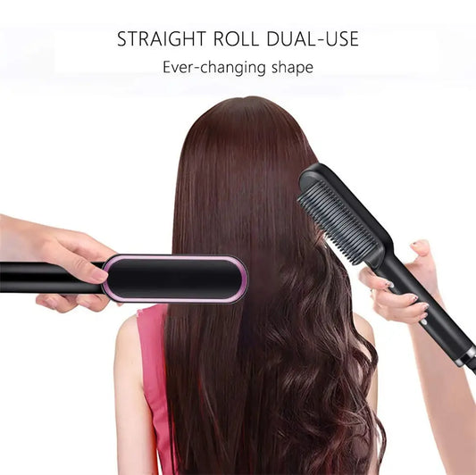 High Quality 2 in 1 Hair Straightener Brush & Curling Comb | Electric Heated Hair Straightening Brush | Anti-Scald Hot Comb